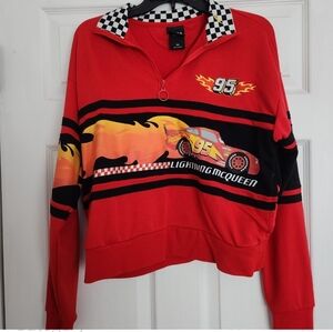 LIGHTNING MCQUEEN DISNEY PIXAR QUARTER ZIP POLO JACKET. WOMEN'S SIZE SMALL